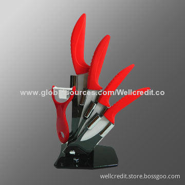 Elegant ceramic knife with high quality in acrylic holder